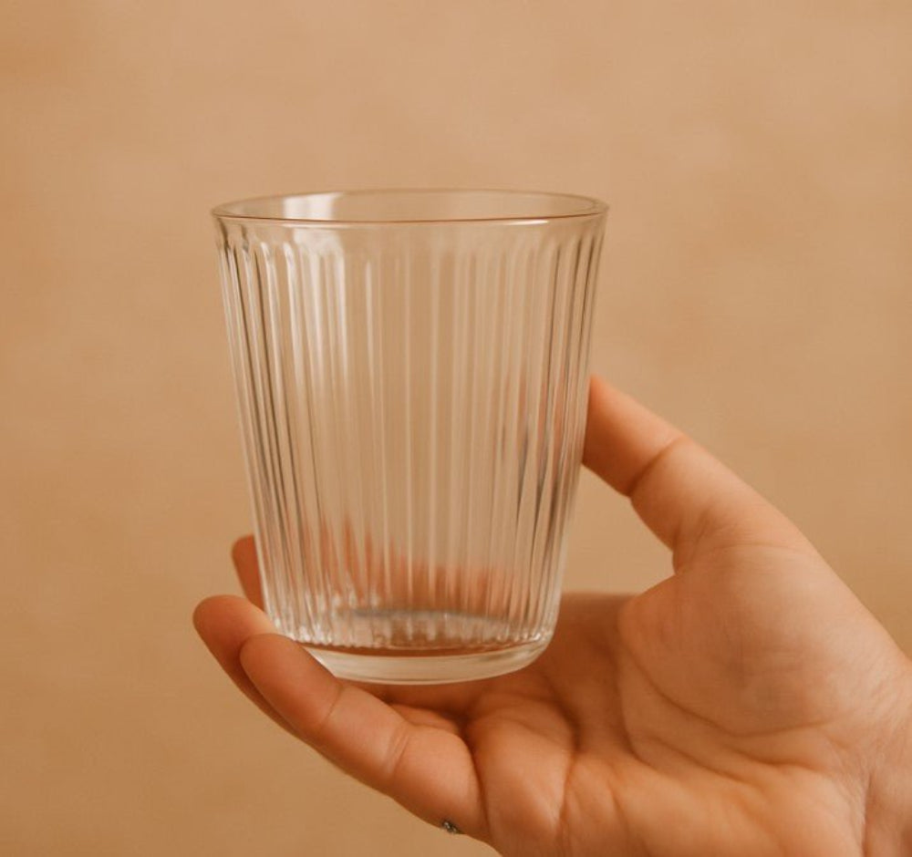 כוס זכוכית פסים גדולה - 390 מ"ל - Ceramora כוסות מאג