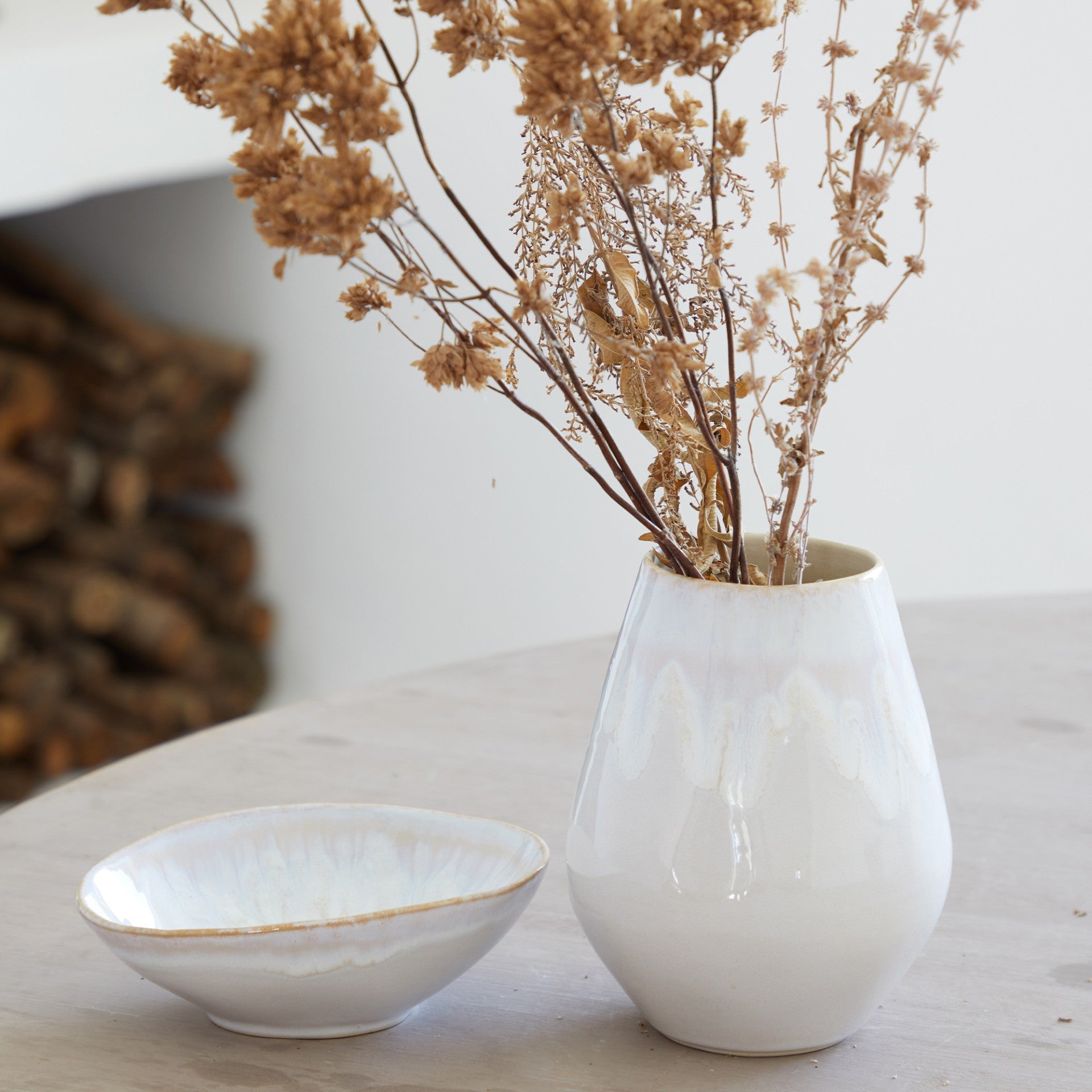 אגרטל ואזה קרמיקה לפרחים | כחול לבן | גדול - Ceramora