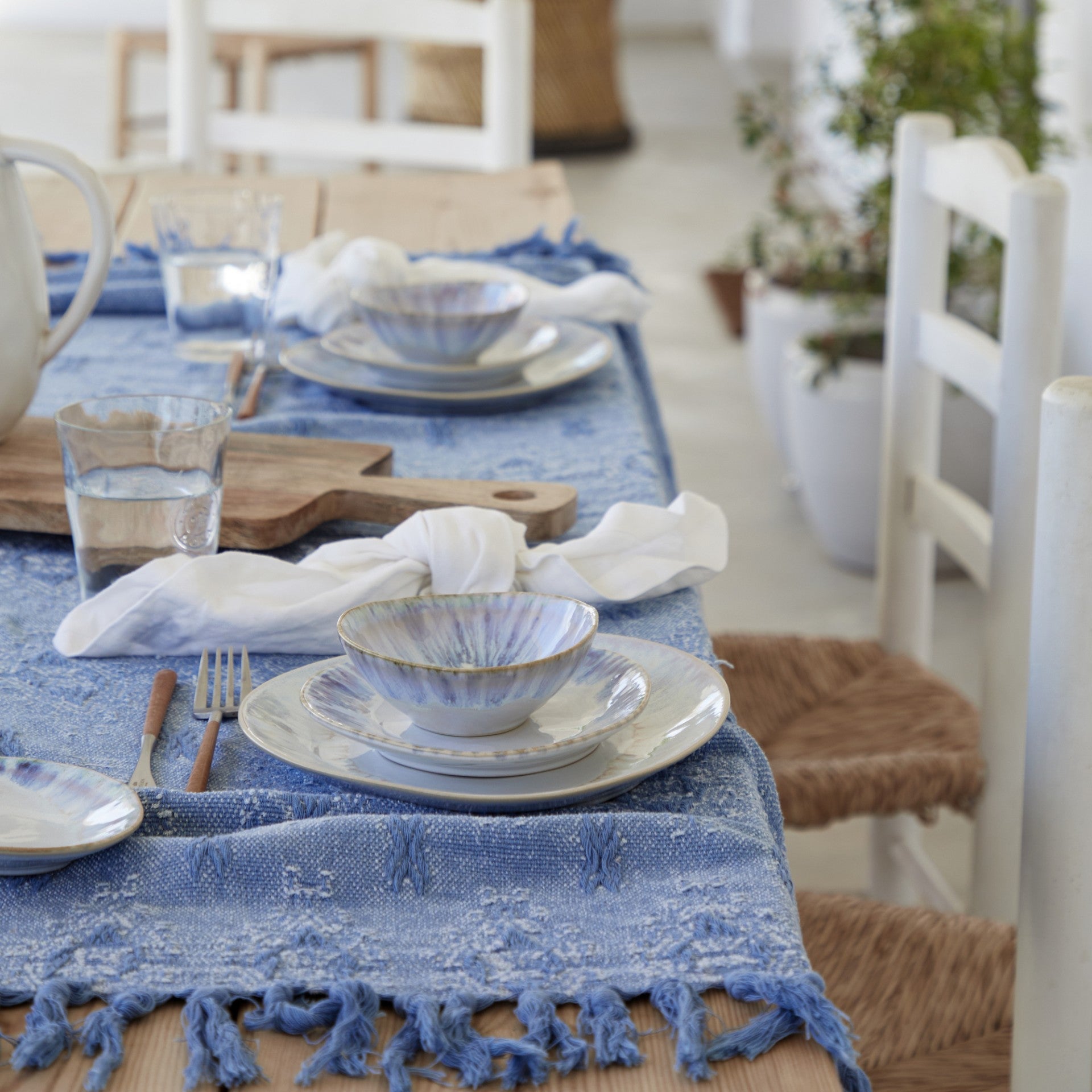 קערה אובלית | כחול לבן | סלטים - Ceramora כוסות קורטדו