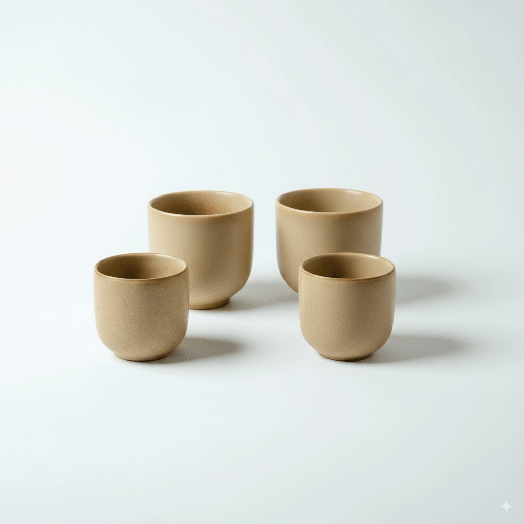 מארז מתנה – 4 כוסות בצבעי אדמה - Ceramora כוסות קורטדו